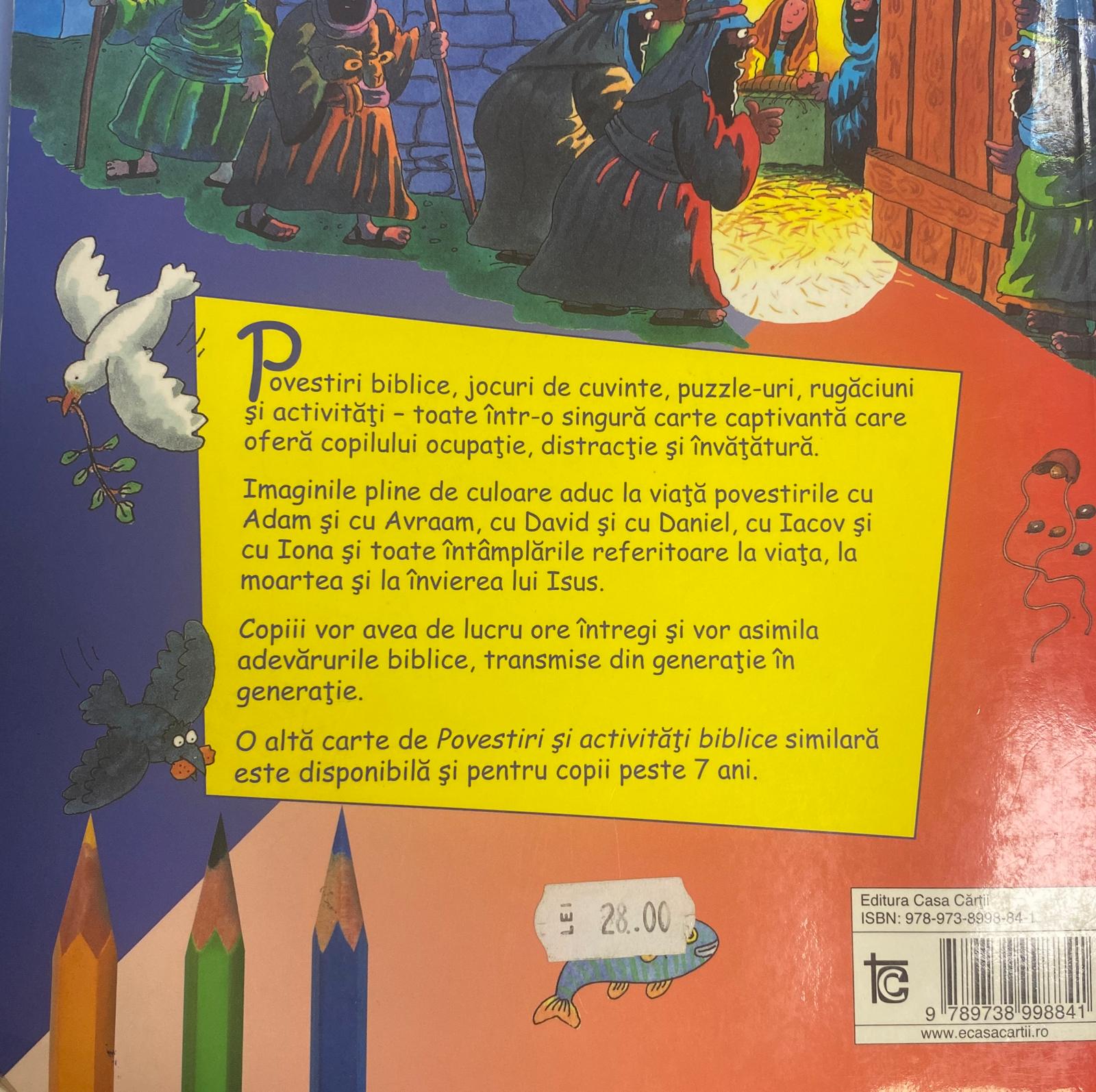 Povestiri și activități biblice pentru copii sub șapte ani — verso
